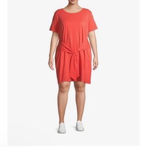 Terra & Sky Coral Tie Waist Dress